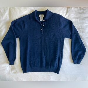 100% Wool Tabi International Polo Sweater - navy blue
